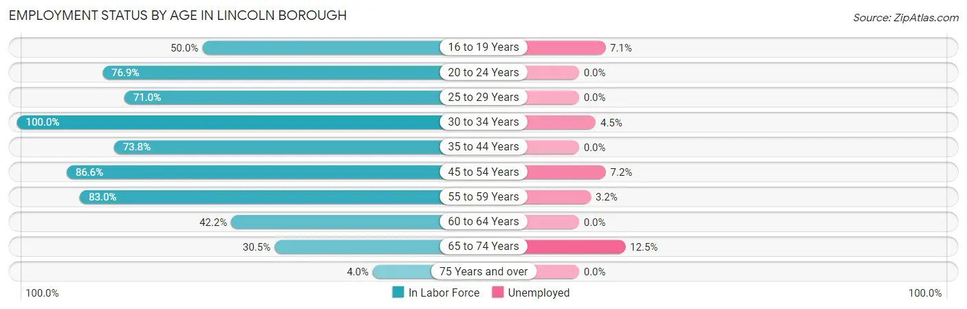 Employment Status by Age in Lincoln borough