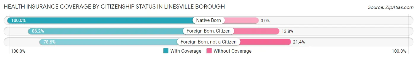 Health Insurance Coverage by Citizenship Status in Linesville borough