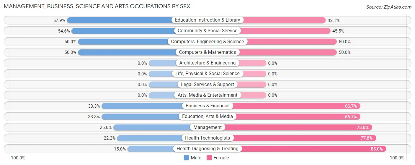 Management, Business, Science and Arts Occupations by Sex in Long Branch borough
