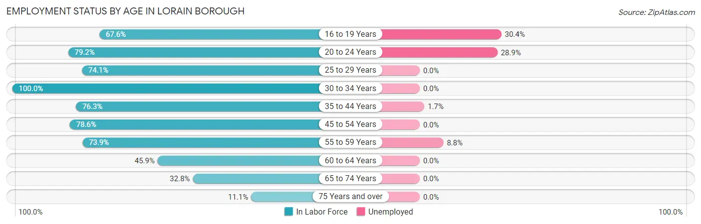 Employment Status by Age in Lorain borough