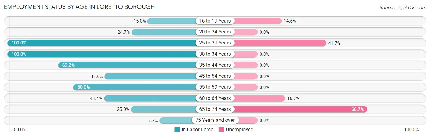 Employment Status by Age in Loretto borough