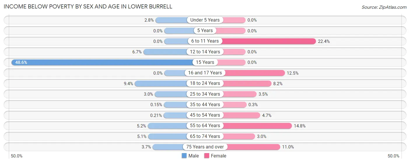 Income Below Poverty by Sex and Age in Lower Burrell