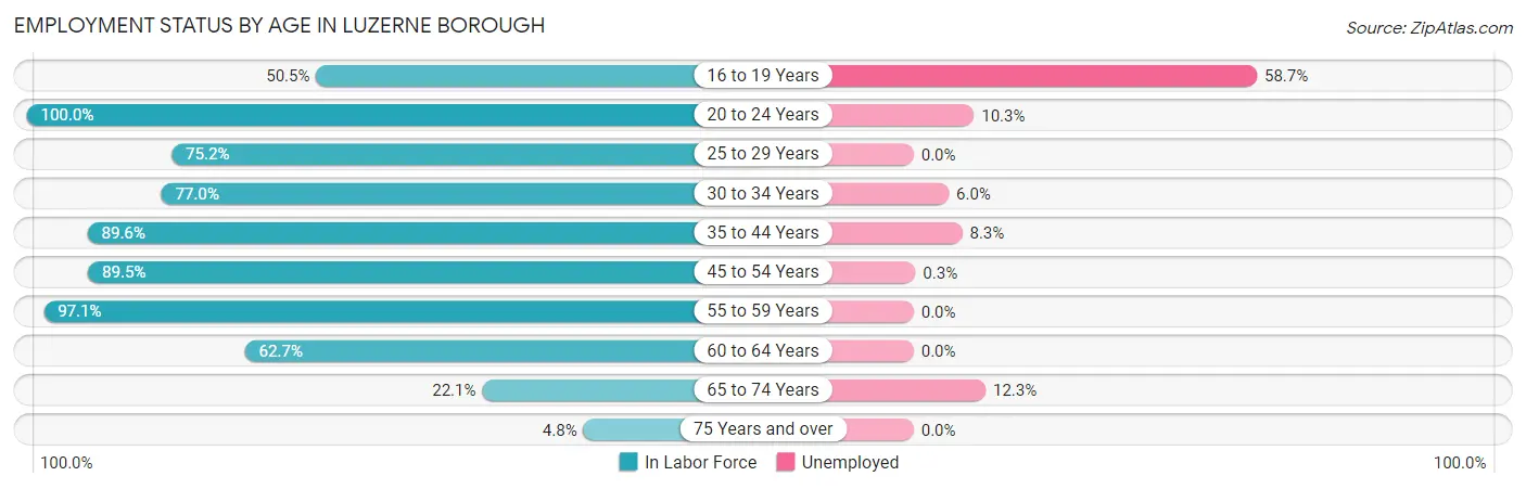 Employment Status by Age in Luzerne borough