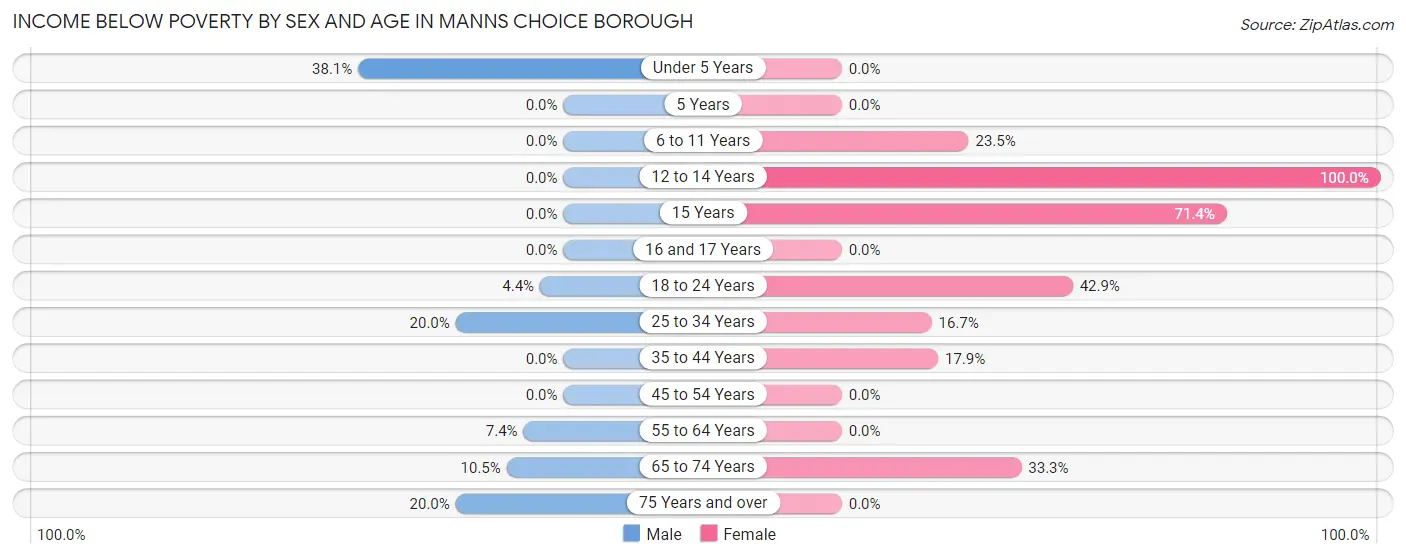 Income Below Poverty by Sex and Age in Manns Choice borough