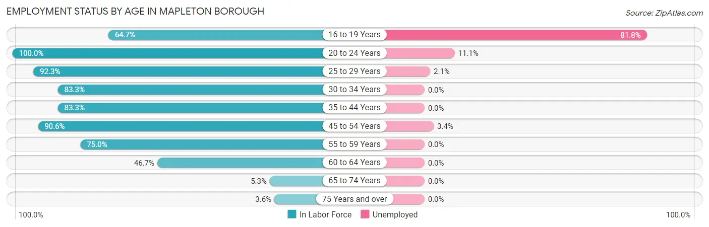 Employment Status by Age in Mapleton borough