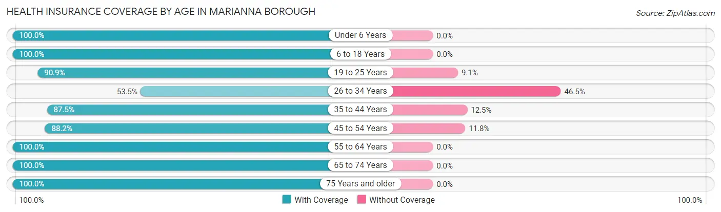Health Insurance Coverage by Age in Marianna borough