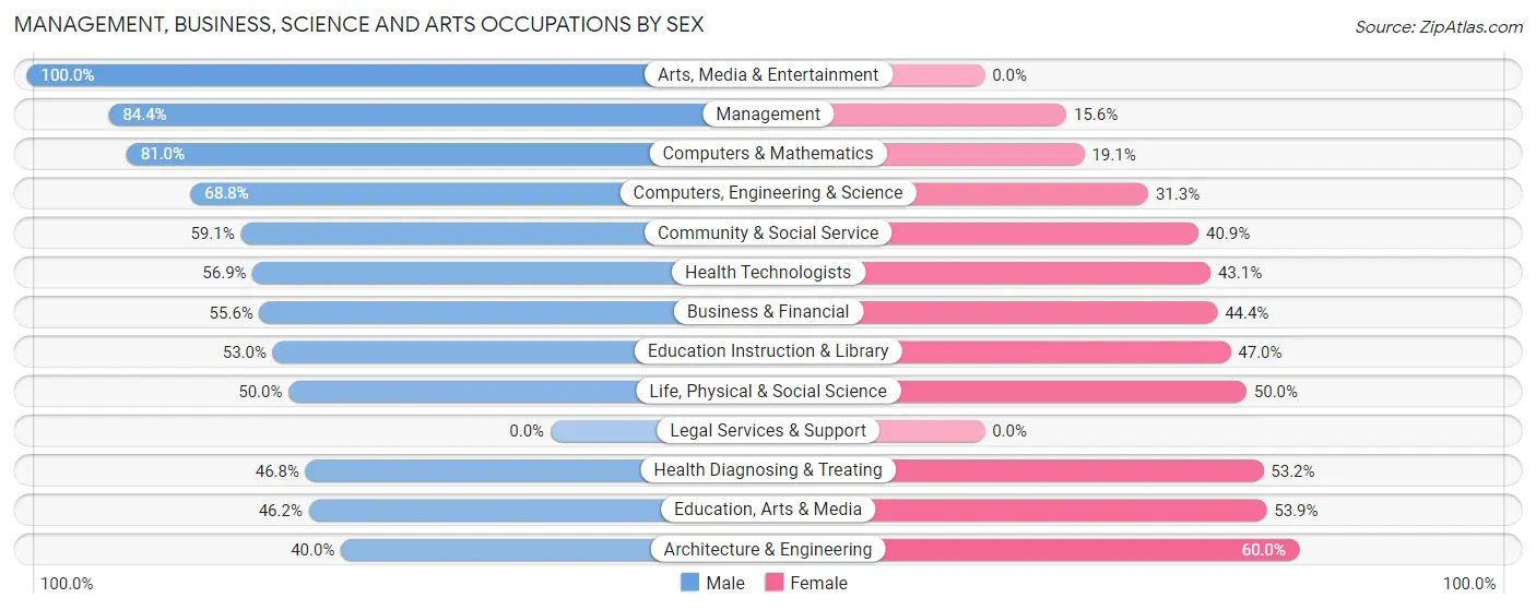 Management, Business, Science and Arts Occupations by Sex in Marianne