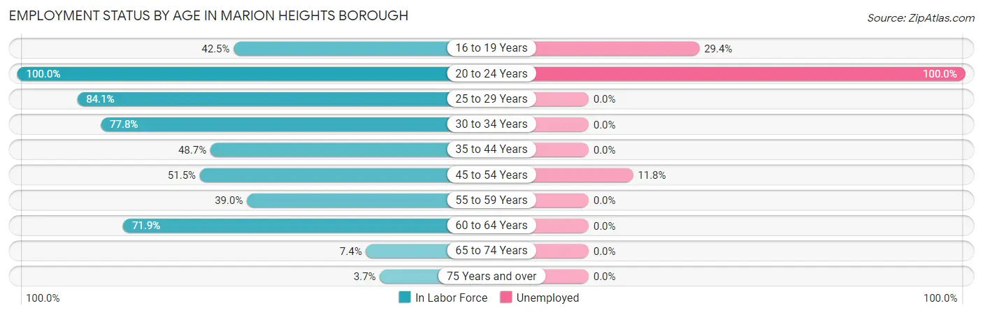 Employment Status by Age in Marion Heights borough
