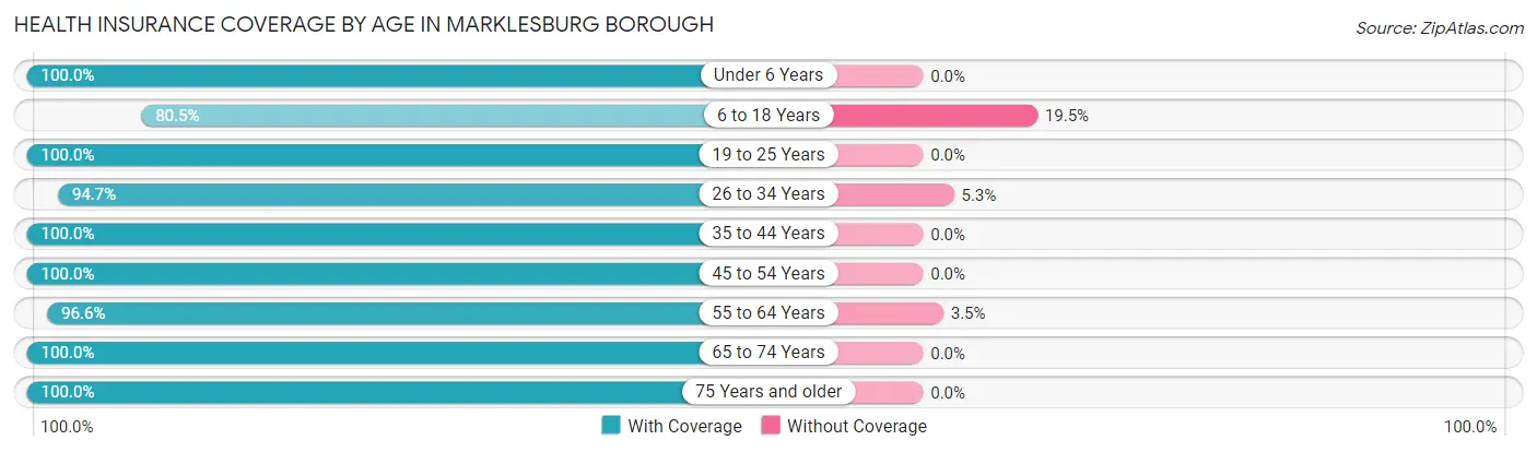 Health Insurance Coverage by Age in Marklesburg borough