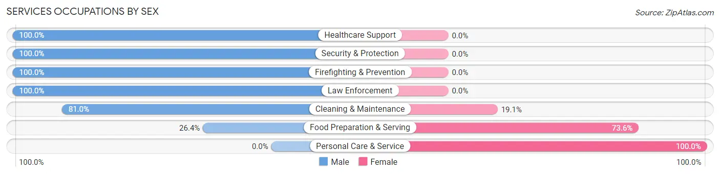 Services Occupations by Sex in Mars borough