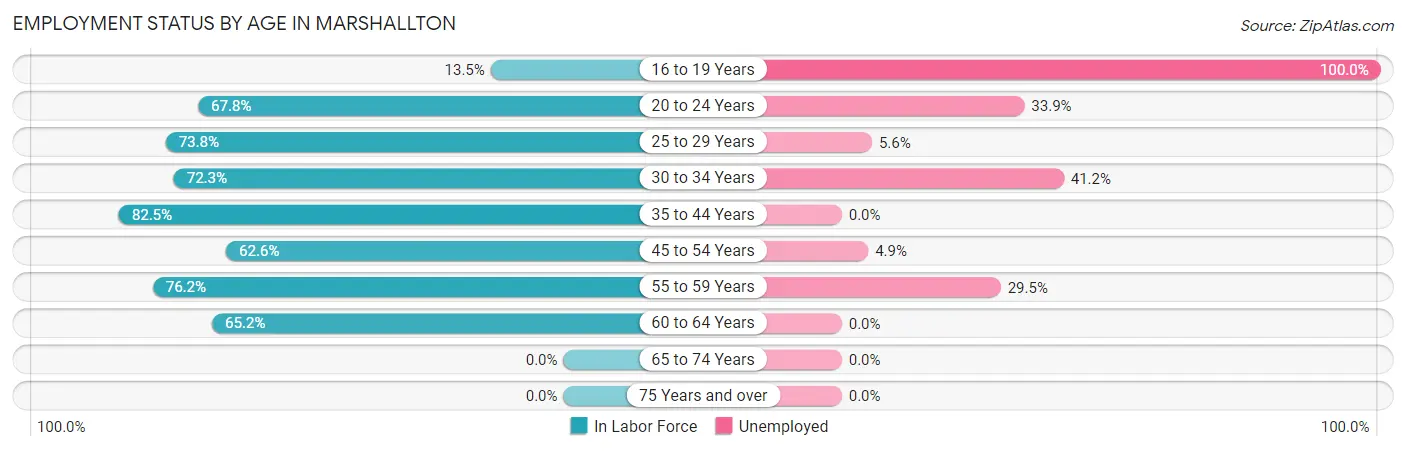 Employment Status by Age in Marshallton