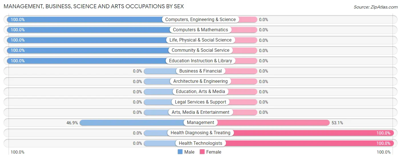 Management, Business, Science and Arts Occupations by Sex in Masthope