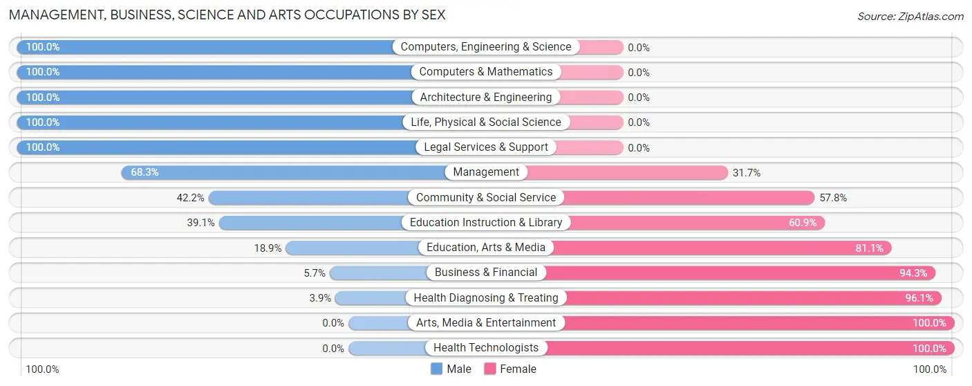 Management, Business, Science and Arts Occupations by Sex in Matamoras borough