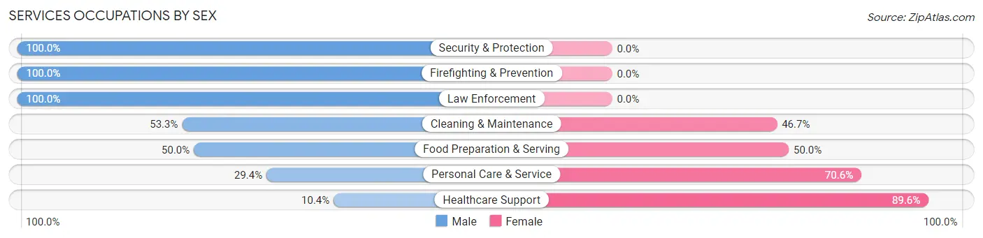 Services Occupations by Sex in Mayfield borough