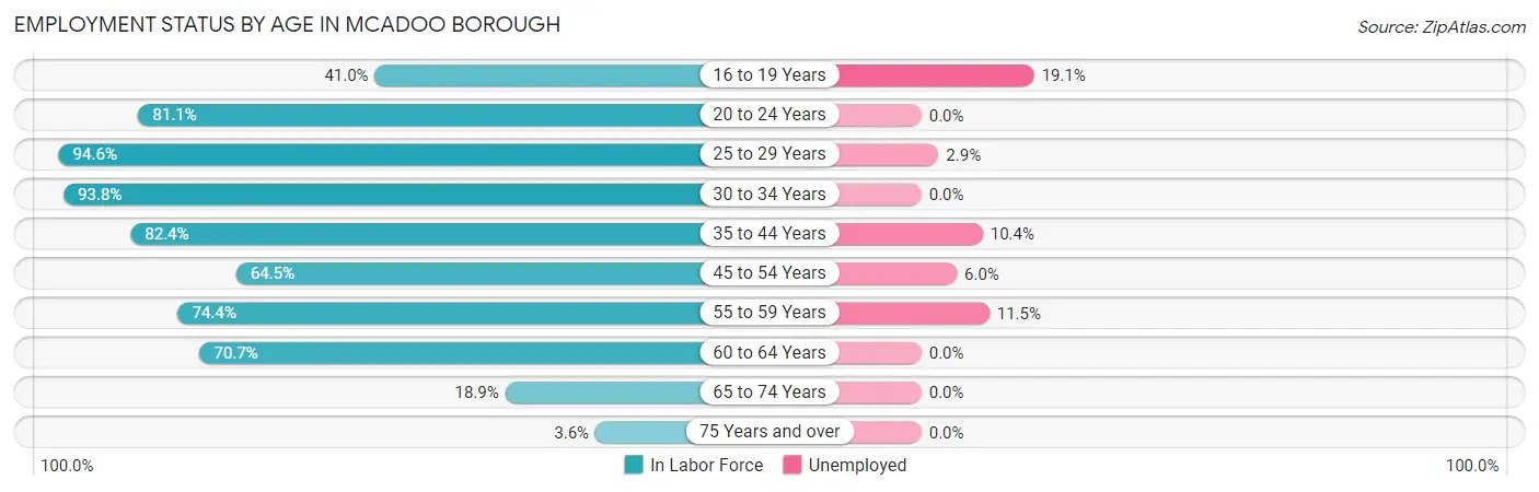 Employment Status by Age in McAdoo borough