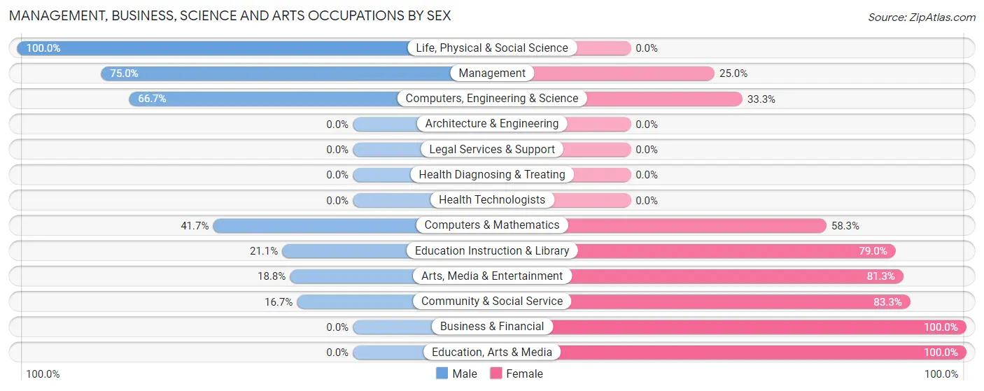 Management, Business, Science and Arts Occupations by Sex in McConnellsburg borough