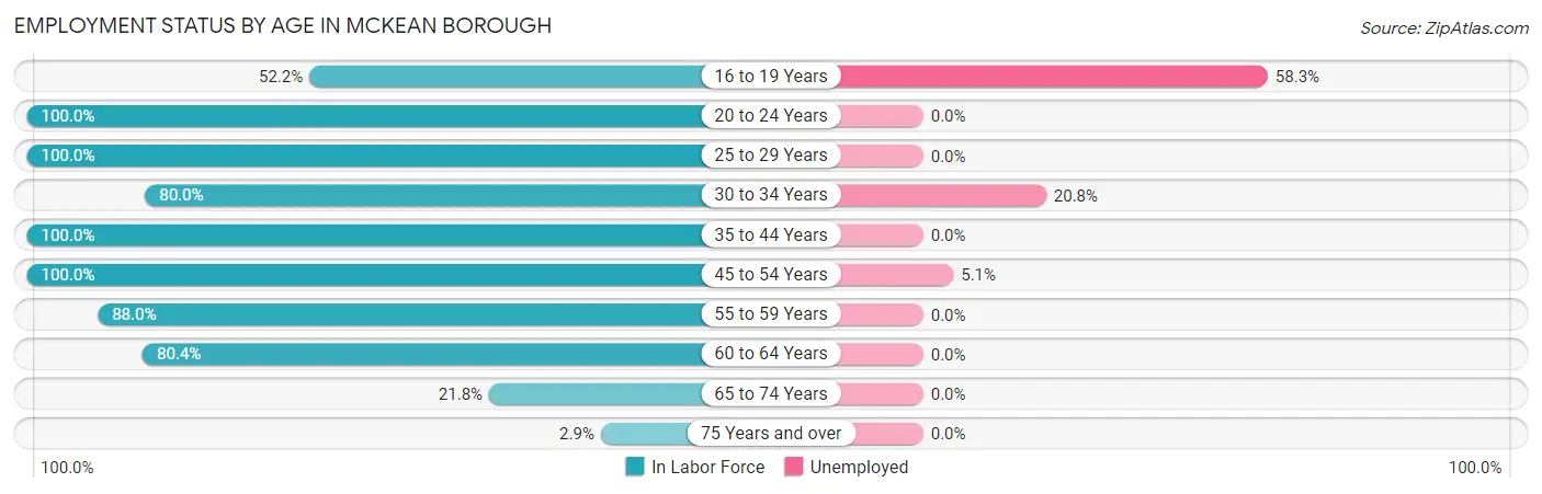 Employment Status by Age in McKean borough