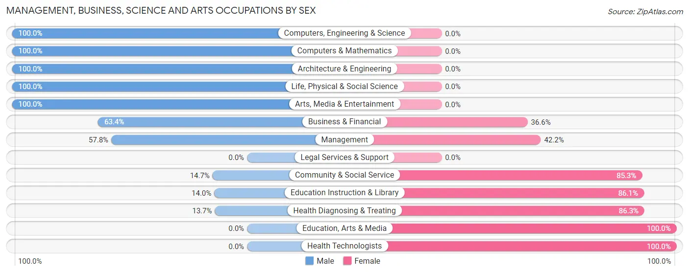 Management, Business, Science and Arts Occupations by Sex in McKees Rocks borough