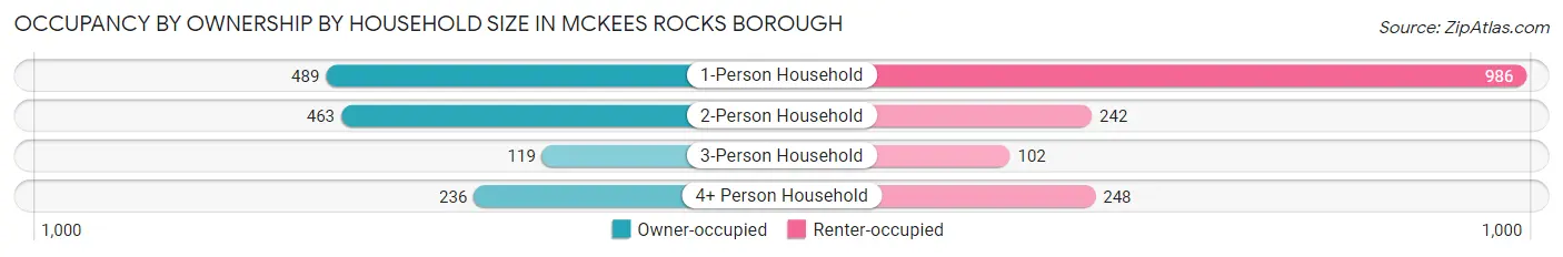 Occupancy by Ownership by Household Size in McKees Rocks borough