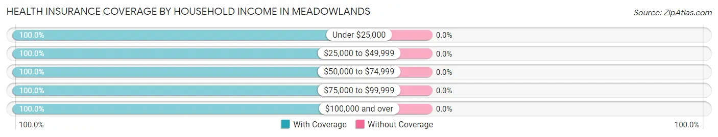 Health Insurance Coverage by Household Income in Meadowlands