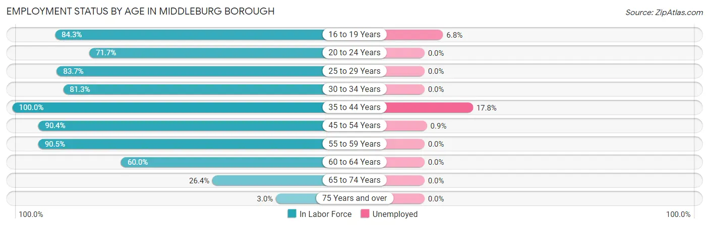 Employment Status by Age in Middleburg borough