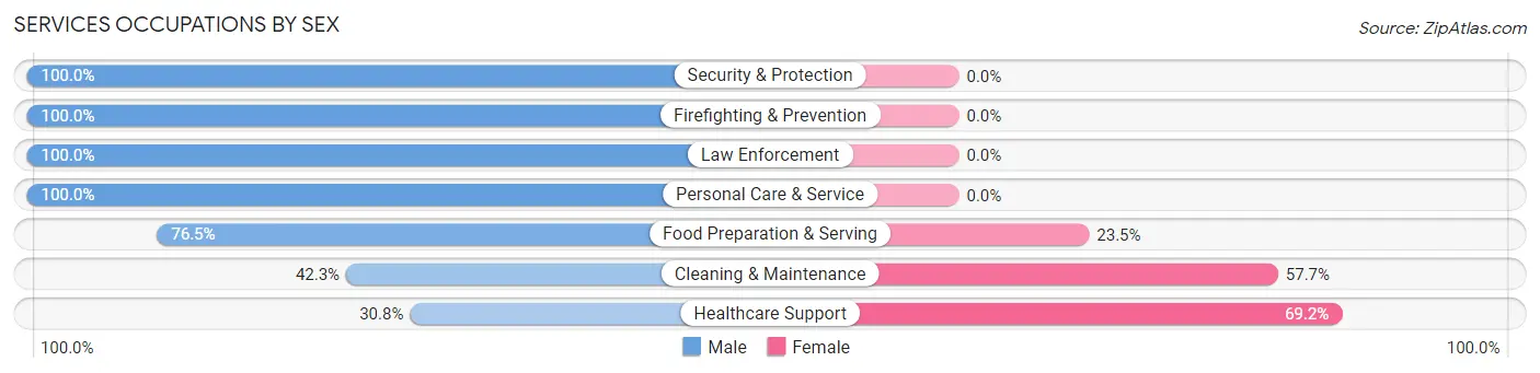 Services Occupations by Sex in Middleburg borough