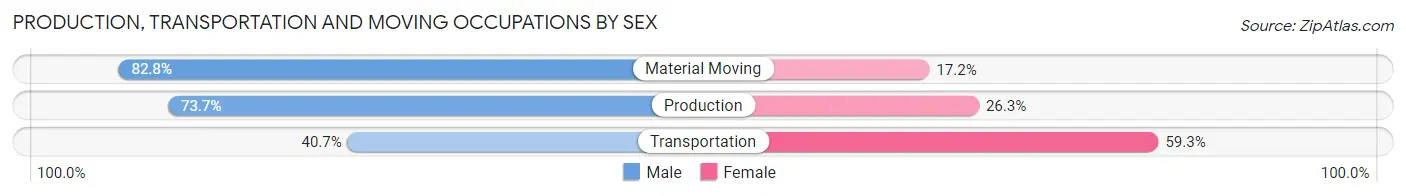 Production, Transportation and Moving Occupations by Sex in Mifflin borough