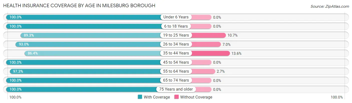 Health Insurance Coverage by Age in Milesburg borough