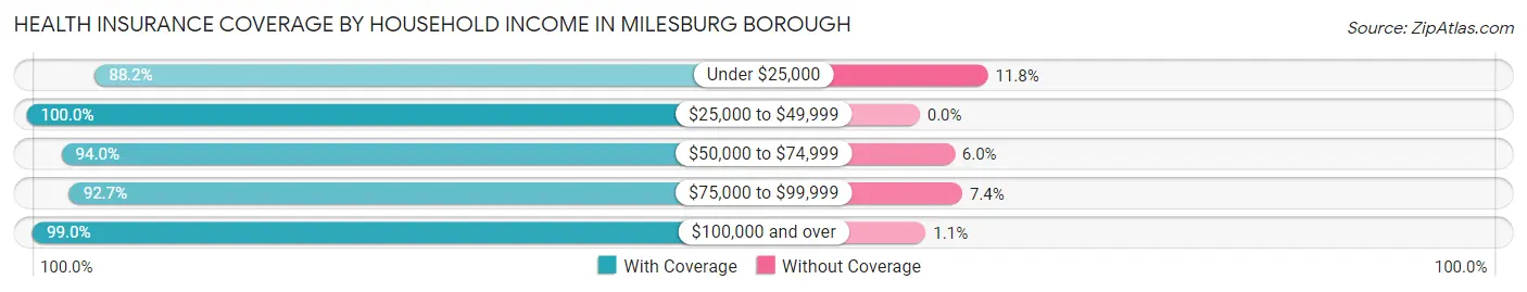 Health Insurance Coverage by Household Income in Milesburg borough