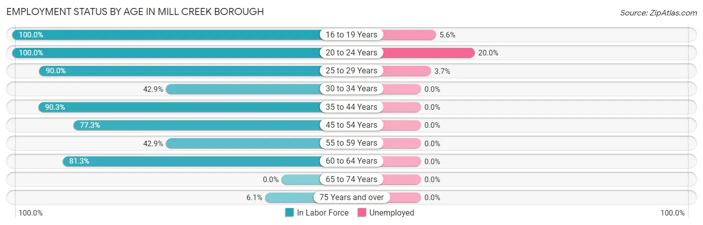 Employment Status by Age in Mill Creek borough