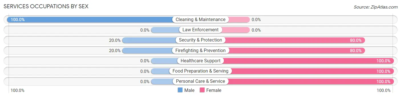 Services Occupations by Sex in Mill Creek borough