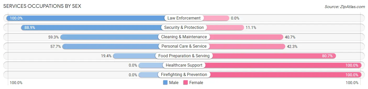 Services Occupations by Sex in Mill Hall borough