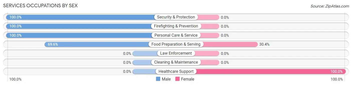 Services Occupations by Sex in Millbourne borough