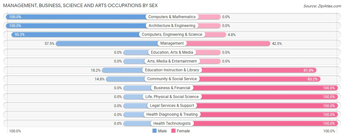 Management, Business, Science and Arts Occupations by Sex in Millheim borough