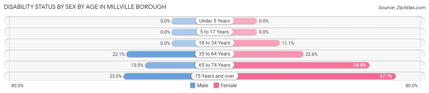Disability Status by Sex by Age in Millville borough