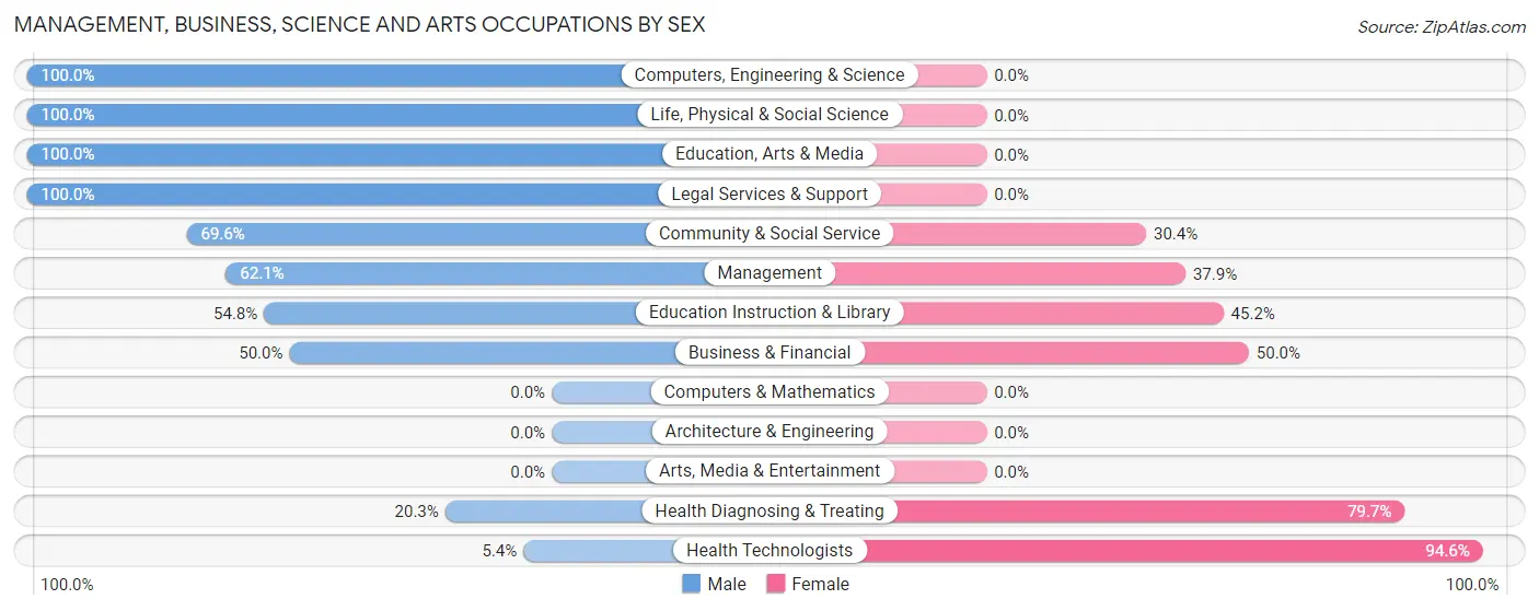 Management, Business, Science and Arts Occupations by Sex in Millville borough