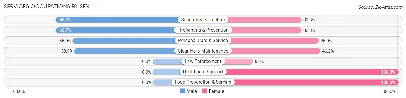 Services Occupations by Sex in Millville borough