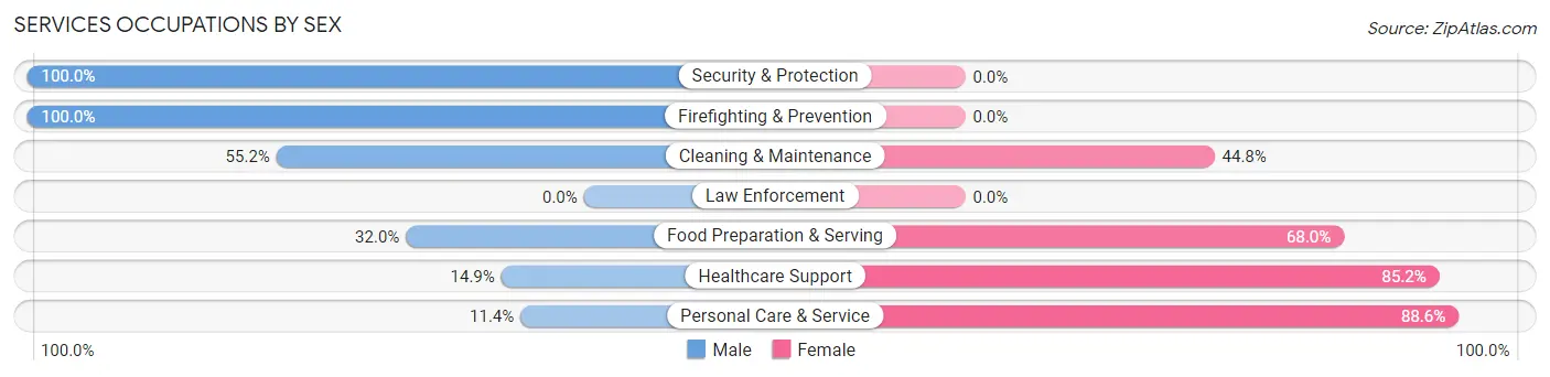 Services Occupations by Sex in Monongahela