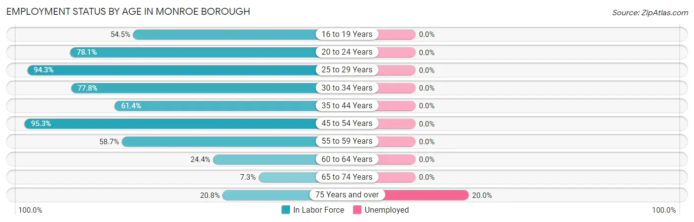Employment Status by Age in Monroe borough