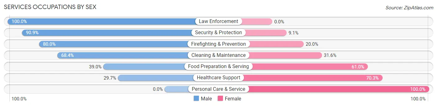 Services Occupations by Sex in Mont Alto borough