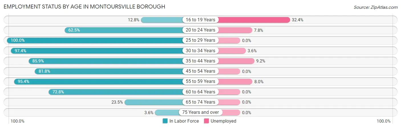 Employment Status by Age in Montoursville borough