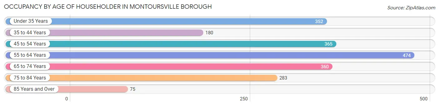 Occupancy by Age of Householder in Montoursville borough