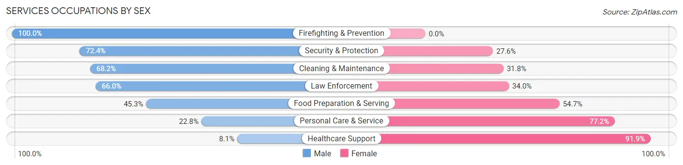 Services Occupations by Sex in Montoursville borough