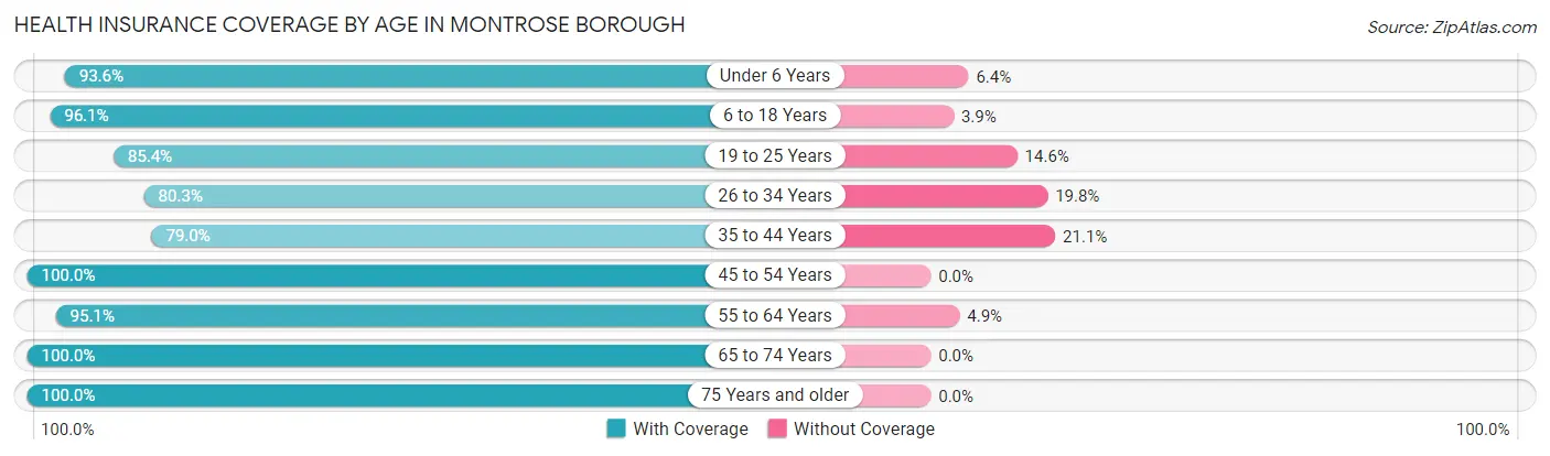 Health Insurance Coverage by Age in Montrose borough