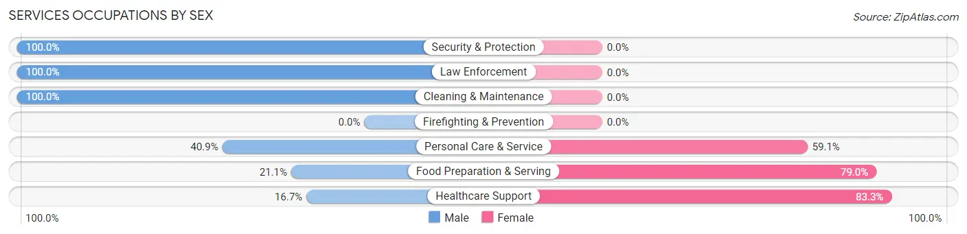 Services Occupations by Sex in Montrose borough