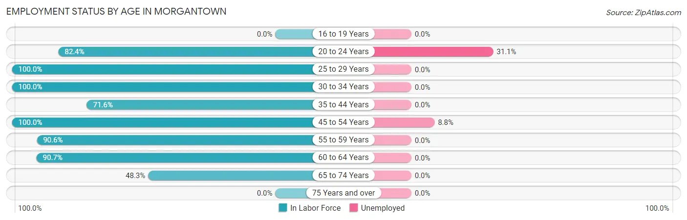 Employment Status by Age in Morgantown