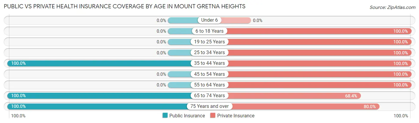Public vs Private Health Insurance Coverage by Age in Mount Gretna Heights