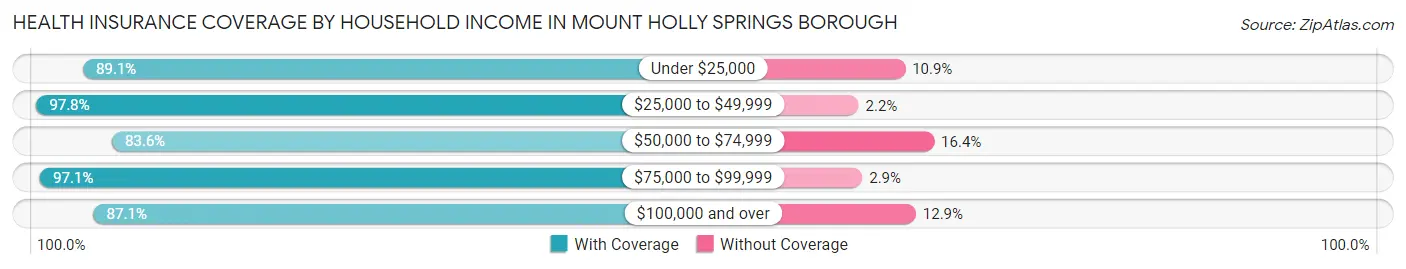 Health Insurance Coverage by Household Income in Mount Holly Springs borough