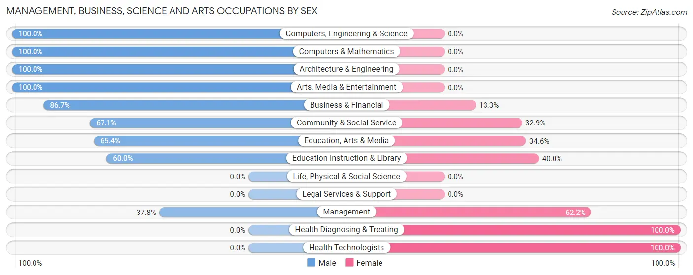 Management, Business, Science and Arts Occupations by Sex in Mount Holly Springs borough