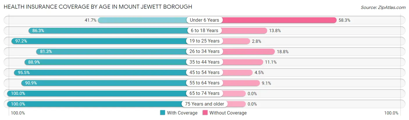 Health Insurance Coverage by Age in Mount Jewett borough